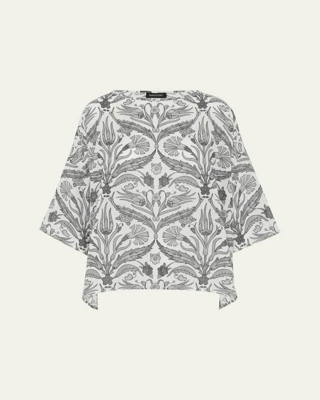 Sloped Shoulder Wide A-Line Scoop Neck Top (Mid Length)